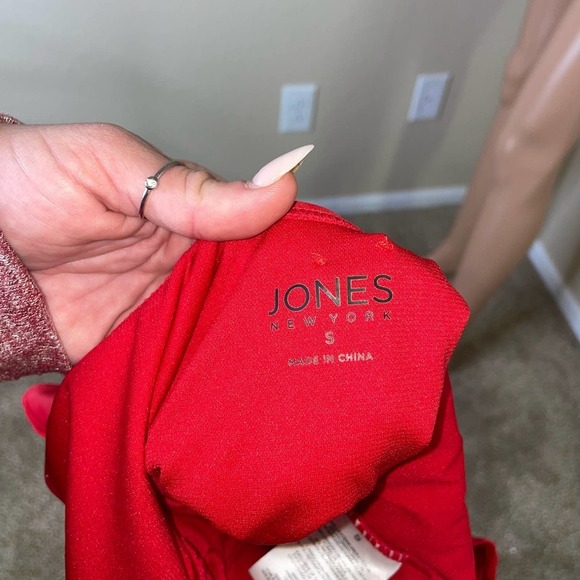 Jones New York swimsuit one piece red nautical rope tie front SZ SM baywatch - Picture 6 of 7